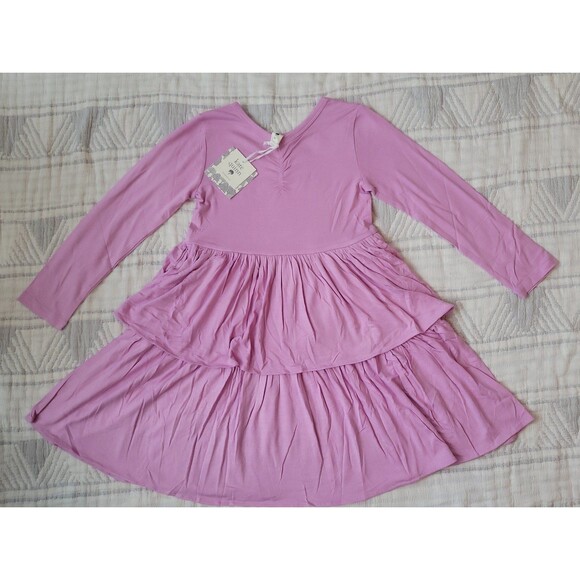 Kate Quinn long sleeve ruffle tiered twirl dress orchid lenzing modal - 6Y nib - Picture 1 of 4